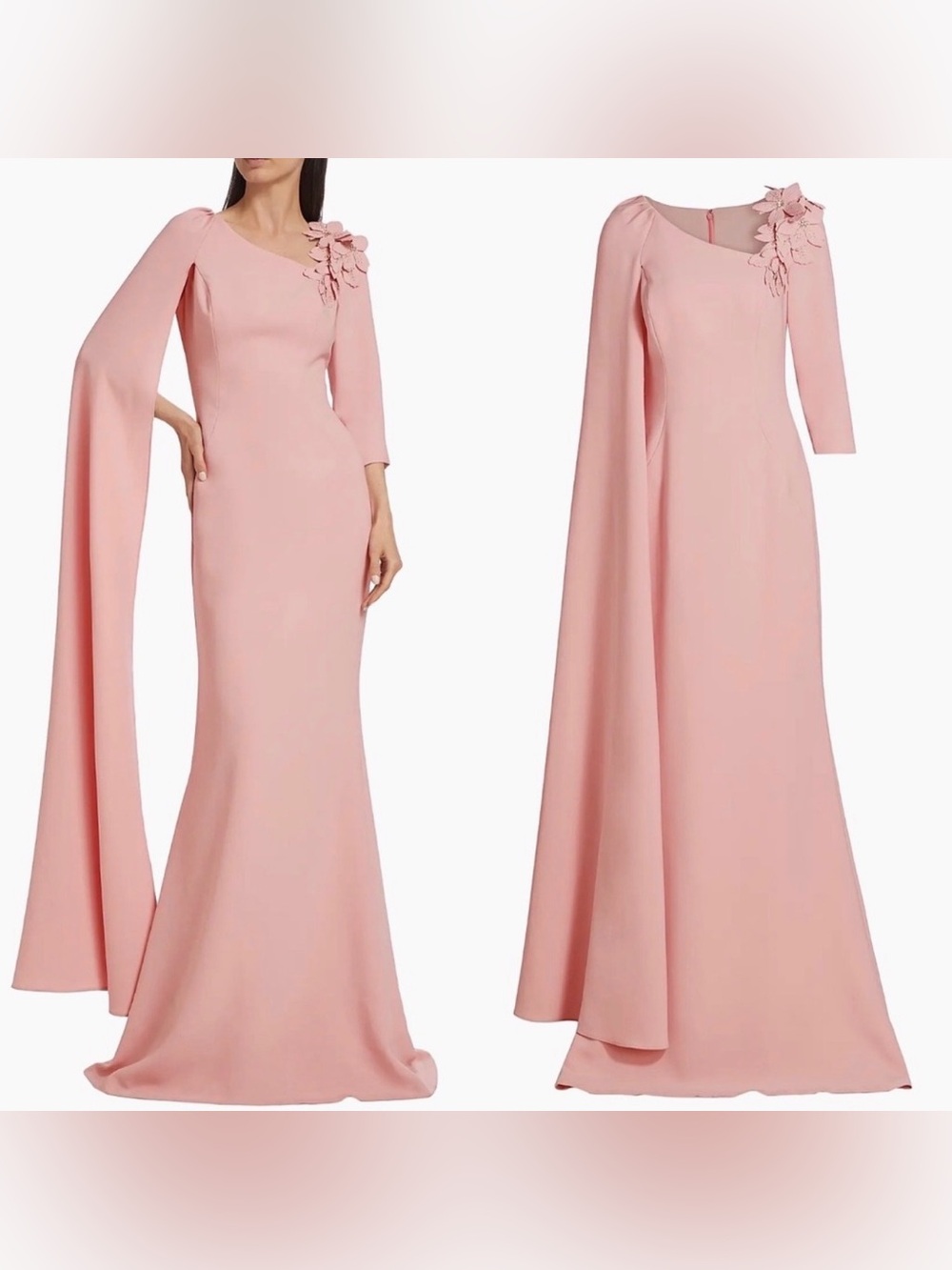 Teri Jon Pink Cape Gown